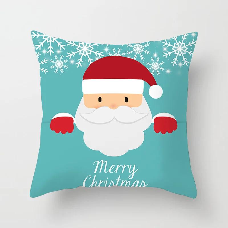 Christmas Decoration Cartoon Santa Claus Polyester Throw Pillow Case Merry Christmas Decorative Pillowcase 45X45Cm