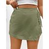 Spring Summer New Solid Color Tie Waist Elastic High Waist A-line Skort Women Casual Summer Shorts Skirt