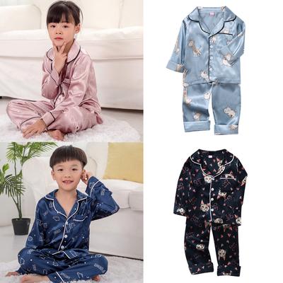 Toddler Kids Baby Boys Girls Cartoon  Tops+Pants Pajamas Sleepwear Outfits