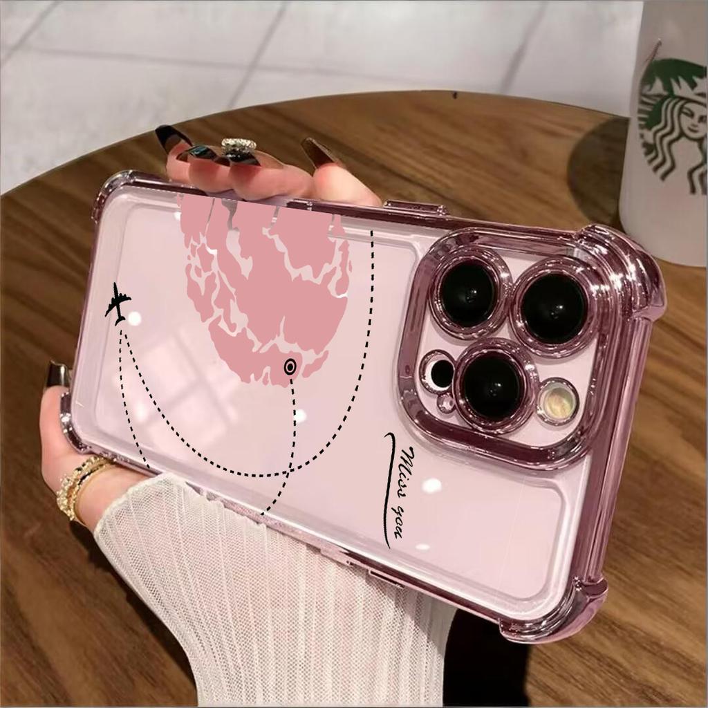 Airplane Heart Plating Case For Infinix Note 50 50S 50X 40 30 Pro Hot 60i 60 40 40i Smart 10 Plus 8 9 Clear Cover
