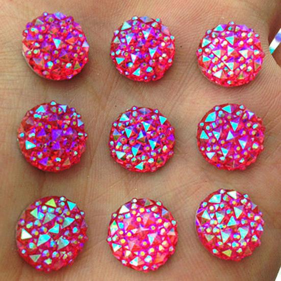 DIY 40Pcs 12mm Round AB Resin Flatback Rhinestones for Phone Wedding Crafts