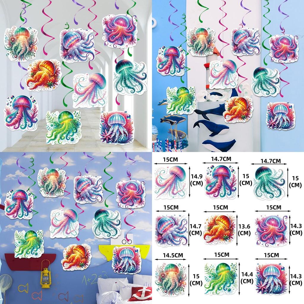 Ocean Colorful Jellyfish Pattern Birthday Party Decoration Pendant Hanging