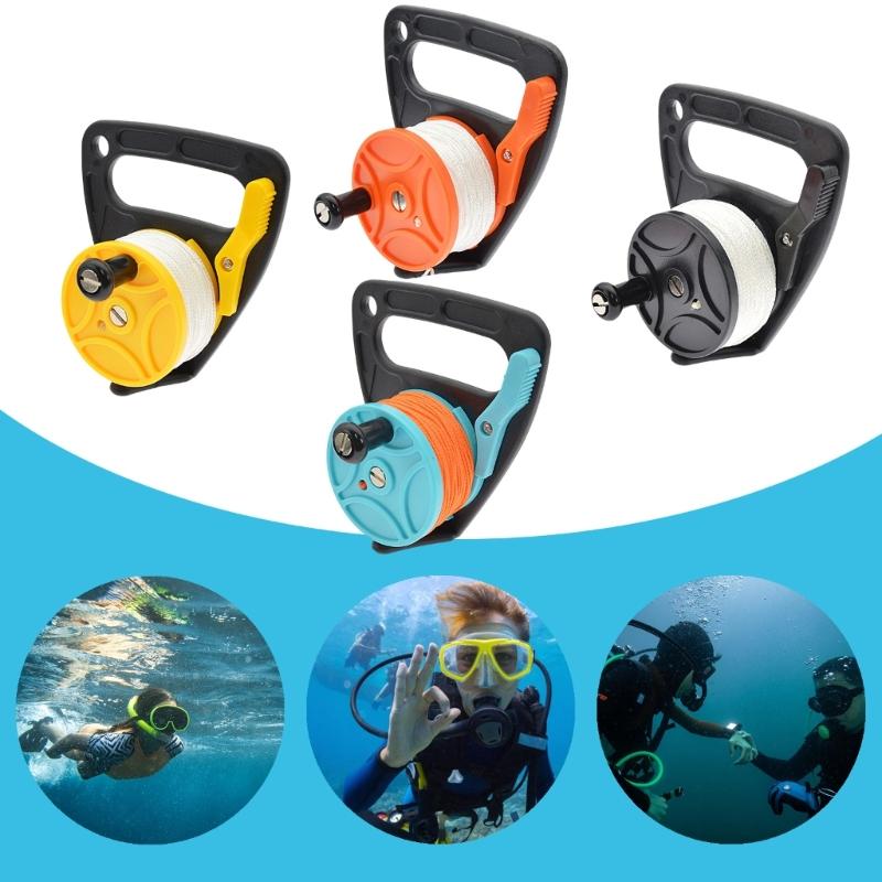 Diving Reel with Thumb Stoppers 46m/150ft Scubas Ratchets Dives Reel for Underwater Scubas Diving Snorkeling Enduring