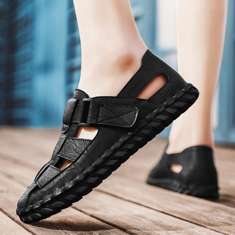 Summer Black/brown Slippers Mens Hot Sale Sandals Fashion Casual Sandals Beach Shoes Walking Sandalias Handmade Cool Flat Shoes