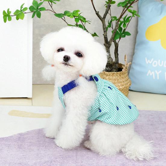 Pet Dress Suspender Type Classic Plaid Fashion Print Soft Texture Skin-touch Dress Up Comfortable Puppy Clothes Princess Dress Daily Life Wearing