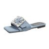 Square Diamond Flat Bottom Slippers for Women, Comfortable Flat Bottom Half Drag, Comfortable and Lightweight Slippers