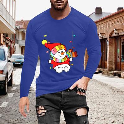 Men's T Shirt O-Neck Clothing Apparel Outdoor Long Sleeve Print Fashion Designer Vintage