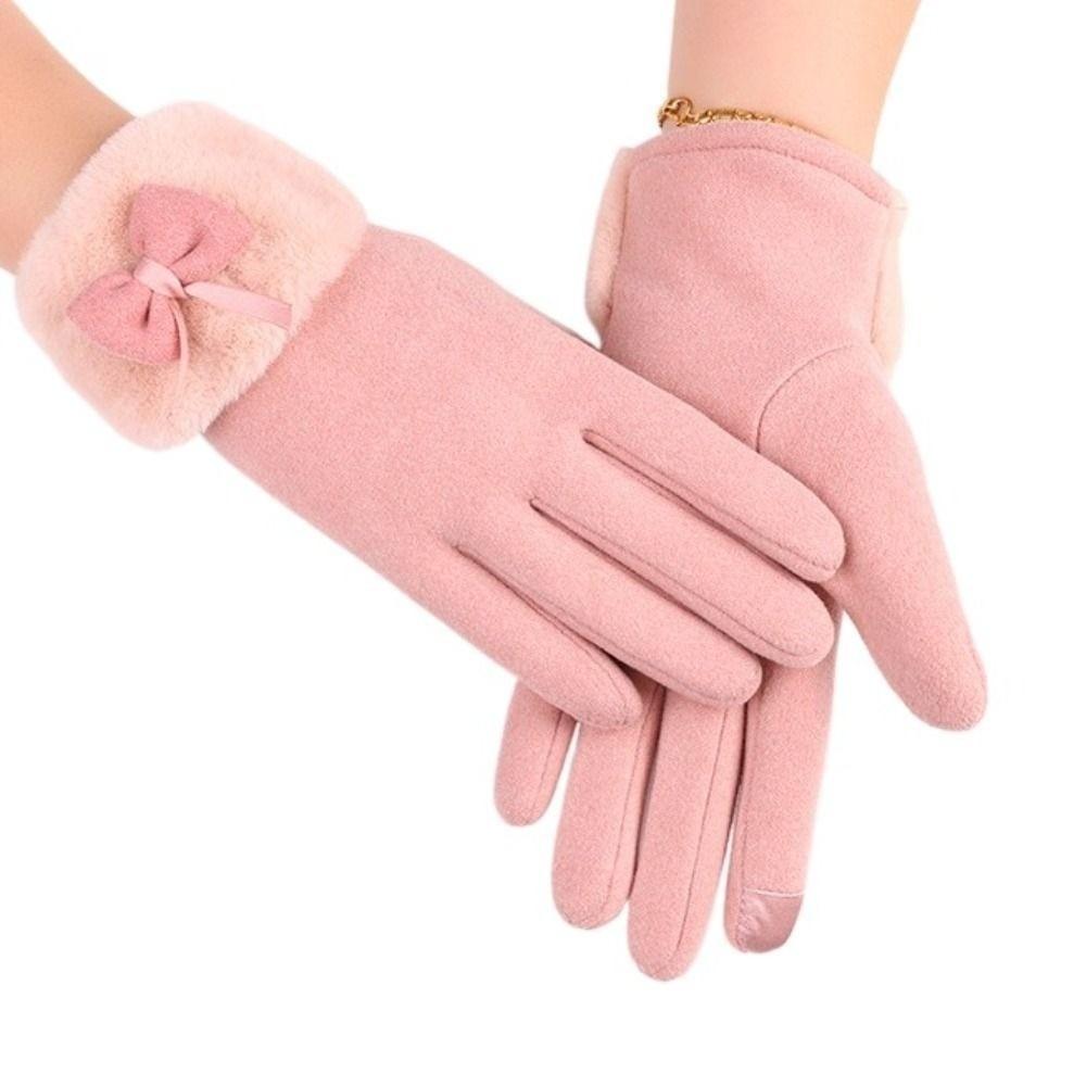 Soft Thickened Suede Gloves Plush Windproof Finger Mittens For Gift Women Anti-cold Gloves  Skiing