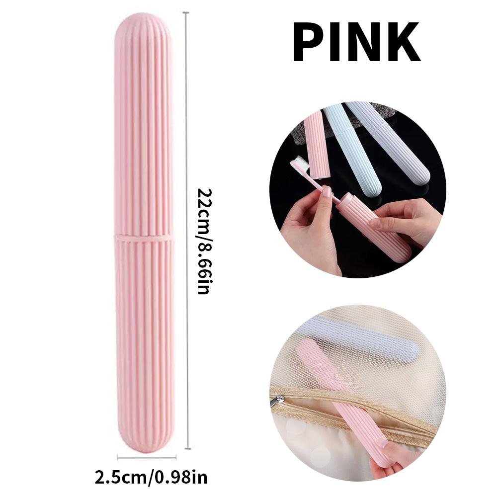 Portable Travel Toothbrush Box | Striped Plastic Toothbrush Organizer - Lightweight, Dustproof for Travel,Business Trip, Hotel