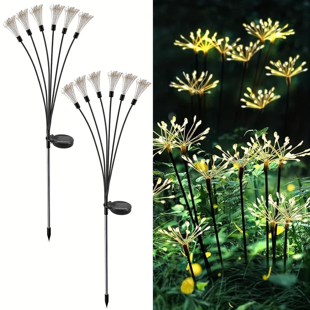 Solar Powered Fireworks Light Warm White 100LED Outdoor Garden Decoration Suitable for Garden Balcony Terrace Decoration Courtyard Path