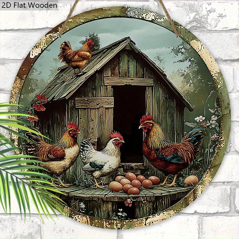 Vintage Henhouse Wooden Sign - Rustic Decorative Plaque for Home, Garage, Cafe Decor - Rustic Animal-themed Ornament
