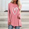 2021 Autumn Winter Loose T-Shirt Women Heart 3D Printed Tops O-Neck Long Sleeve Oversized Shirt Female Girls Harajuku Pullover