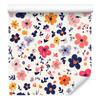 Cottagecore Flowers Wallpaper White, Light Gray and Coral 50x1000
