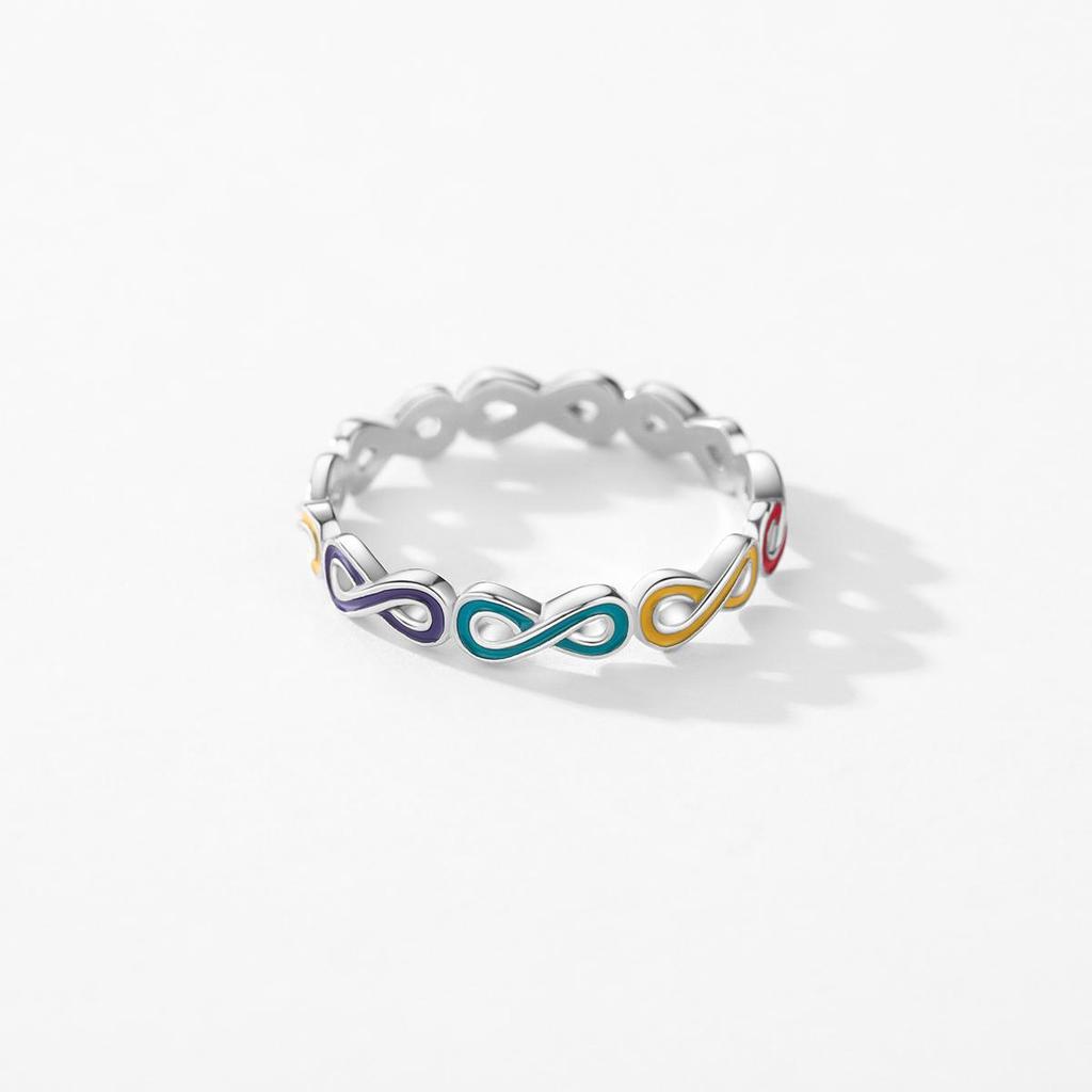 MODIAN 925 Sterlingové stříbro Jemné šperky Doplňky Barevný smalt Romantické Prsteny s nekonečnou láskou pro ženy