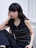 THE GREEN LAB Striped Sleeveless Button Top [Black]