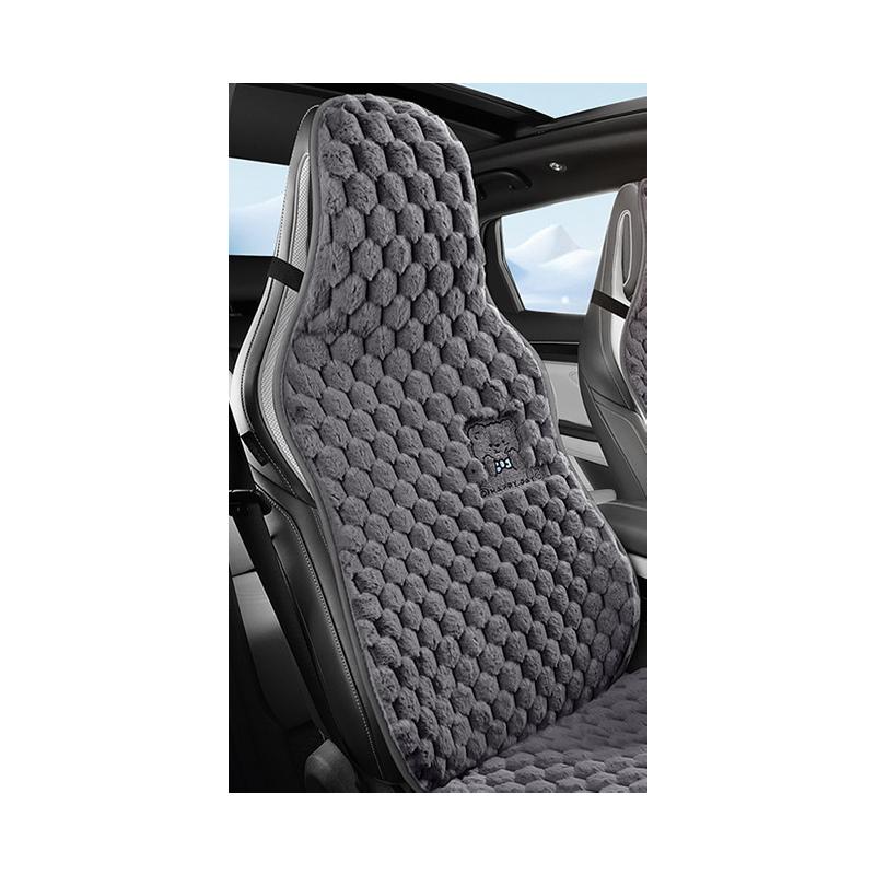 New Cartoon Bear Car Seat Cushion Winter Plush Warm Thickened Anti-slip Seat Cover Cute Ladies Universal Car Accessories