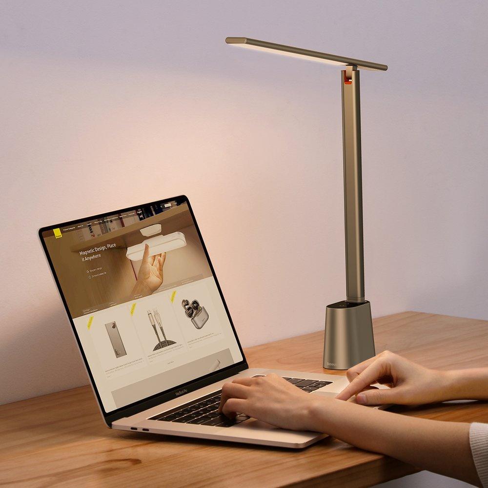 Bezdrátová stolní LED lampa Baseus Smart Eye s baterií 2200 mAh, šedá (Model DGZG-0G)
