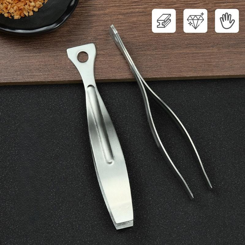 1pc Thick Stainless Steel Kitchen Tweezers, Multi-Purpose Cooking Fish Bone Tweezers, Meat Removal Tools, Fish Bone Removal Tweezers,