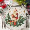 Christmas Snowflake Embroidered Round Table Placemat Heatproof Waterproofs Washable Decorative Dining Accessory