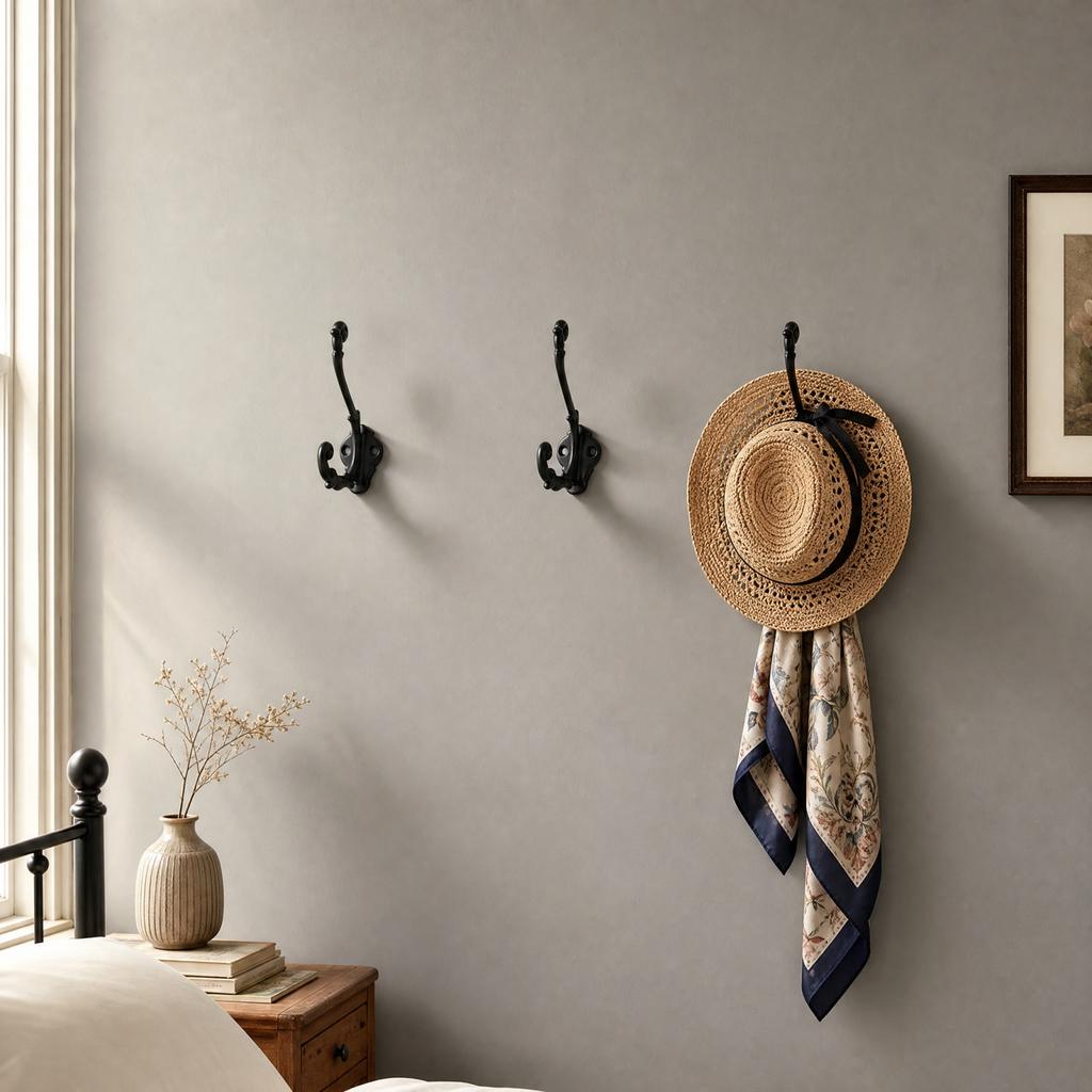 Alloy Double Hook Wall Mounted Coat and for Bathroom Kitchen Entryway
