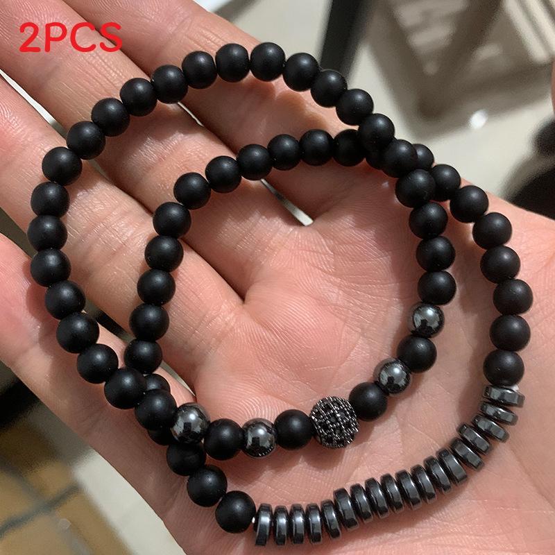Elegant Copper Bead Bracelet With Micro Paved Zirconia Crown For Couples And Gift Giving