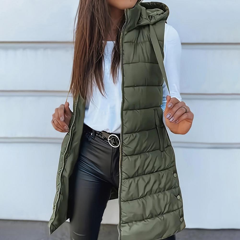 Women Down Vest Women's Puffer Vest Casual Zip Up Quilted Padded Vest Hooded Sleeveless Jacket Winter Warm Outerwear