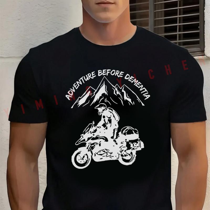 Mountain Adventure Biker Motorcycle Cotton T Shirt Men's Casual O-Neck Short Sleeved Tops Tee