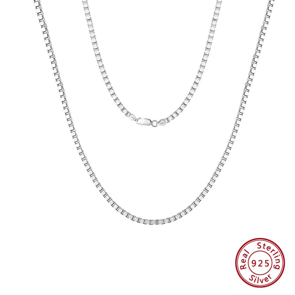 ORSA JEWELS 925 Sterling Silver Italian 1-3mm Box Chain Necklace for Women Classic Box Choker Necklace Dainty Jewelry Gift SC32