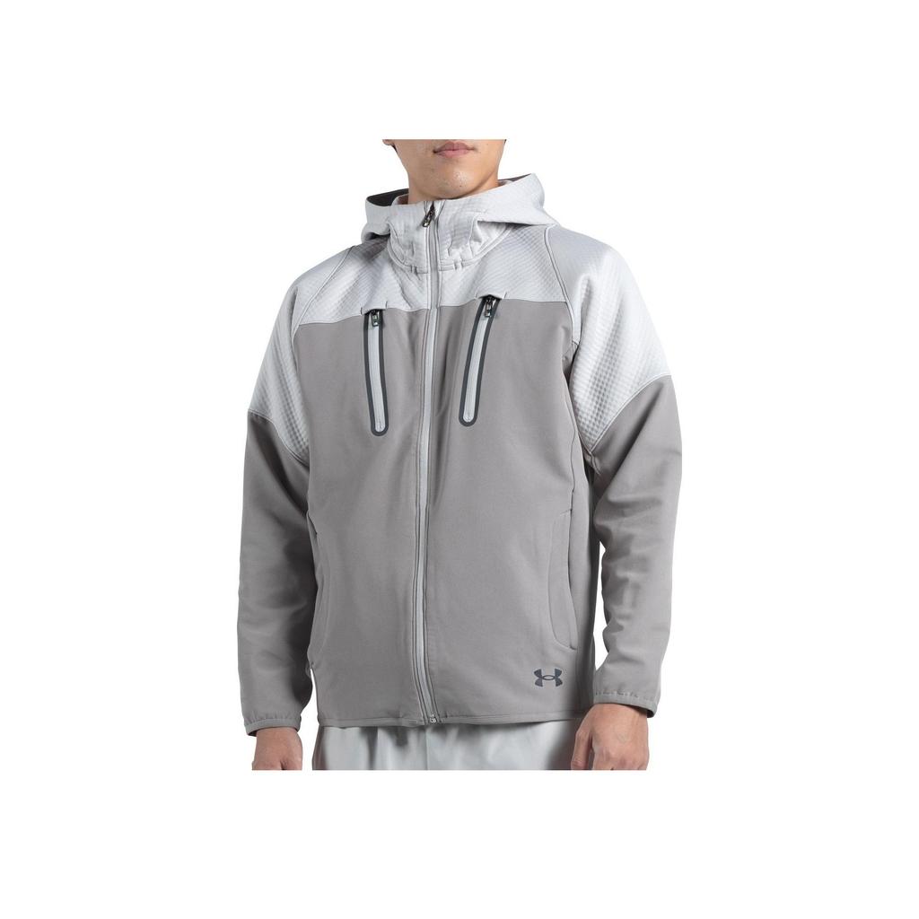 Under Armour Color Block Logo Print Hooded Jacket Men Jackets Gray 1374630-592