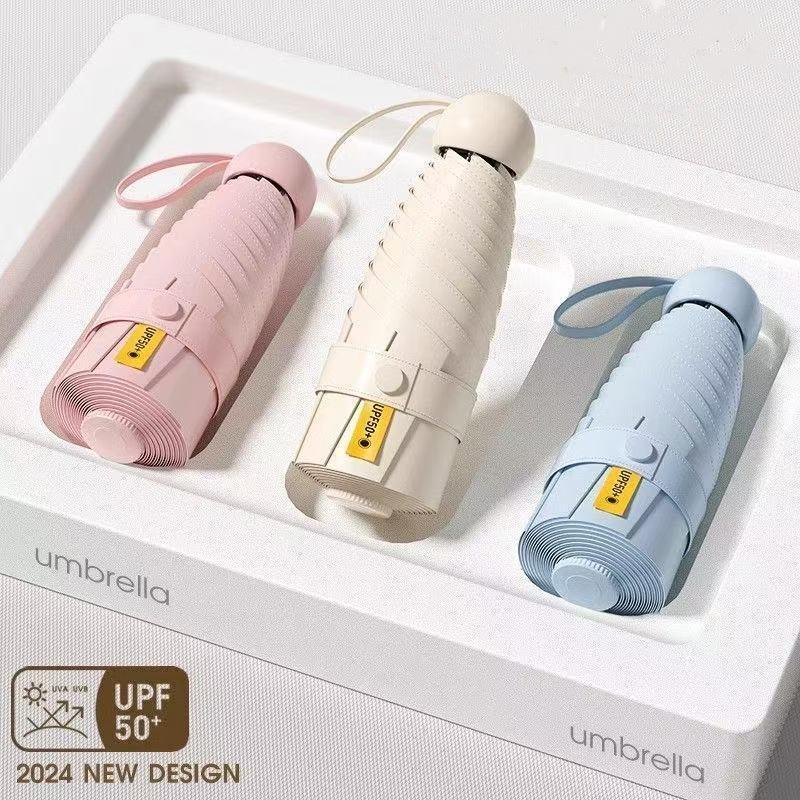 1PCS Mini Upf50+Sun Umbrella, Portable, Uv Resistant, Sun Shading, Suitable For Girls On Sunny And Rainy Days, Capsule Umbrella