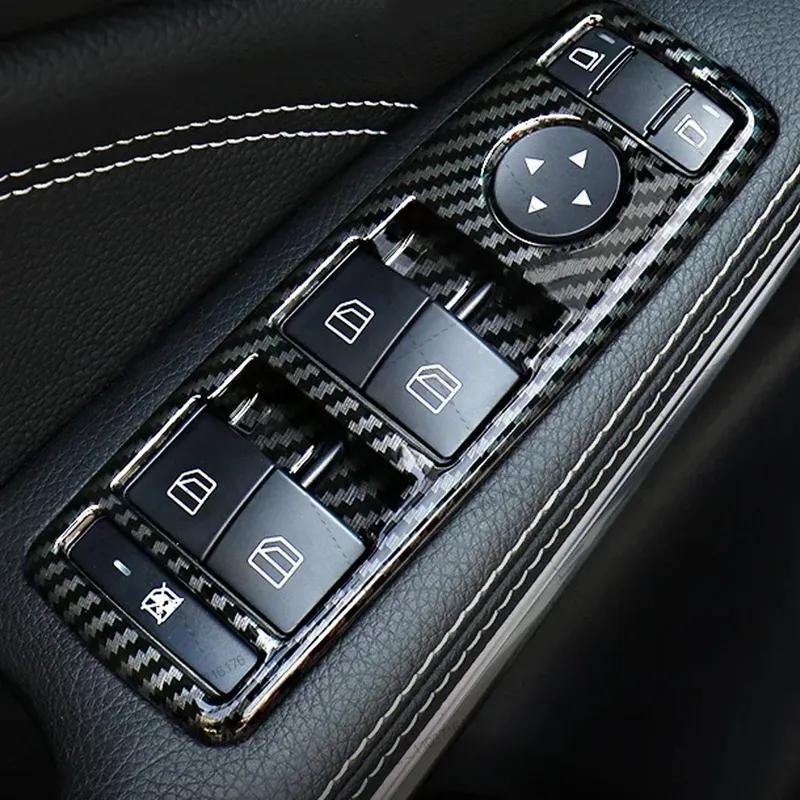 5Pcs Carbon Fiber Car Window Lift Button Frame Stickers For Mercedes Benz A B C E GLE GLA CLA GLK Class W176 W204 W212 W166 W218
