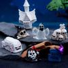 Wielobarwna Halloweenowa Miniaturowa Figurka Zamek Samochód Czarodziej Kość Czaszka szkielet Kreskówkowy Straszny Niedźwiedź Statua Bajkowy Ogród Figlarny Rekwizyt