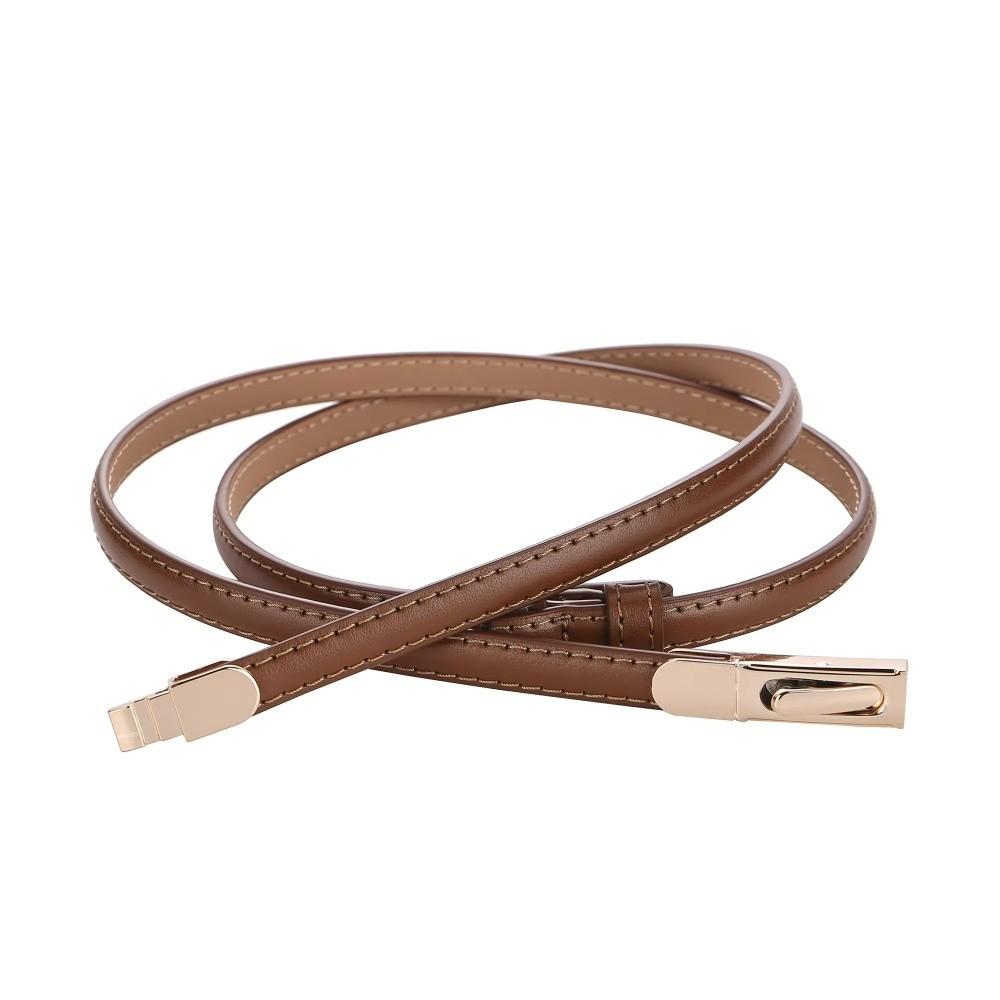 Luxury Ladies Slim Waist Belt Retro Adjustable Length Skinny Belt Spring Buckle Design Dress Belt for Dress Trousers Jeans Pants