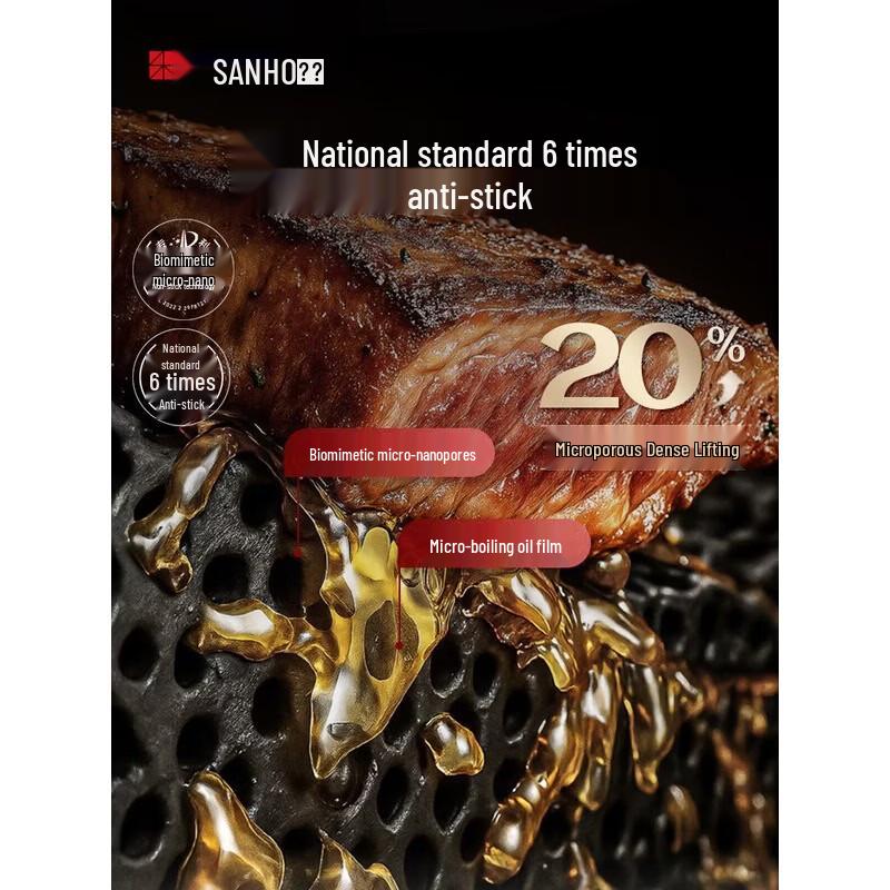 Sanhe 32cm Titanium-Iron Coating-Free Wok