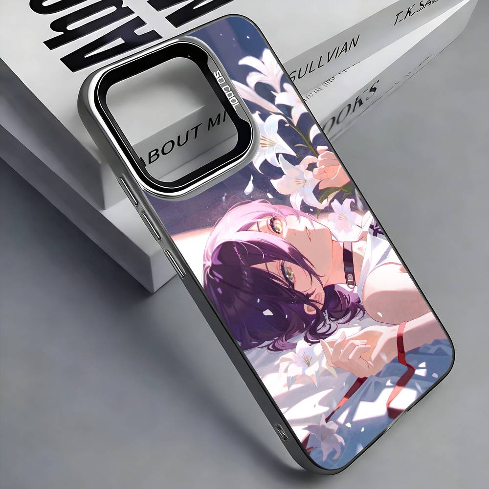 R-Reze C-Chainsaw Man Colorful Silver Back Phone Case For IPhone 17 16 15 14 13 12 11 Plus Pro Max Plus