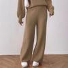 Women's Trousers, Autumn and Winter Woolen Trousers, Casual Straight-leg Wide-leg Trousers, Mid-high-waisted Thermal Long Trousers
