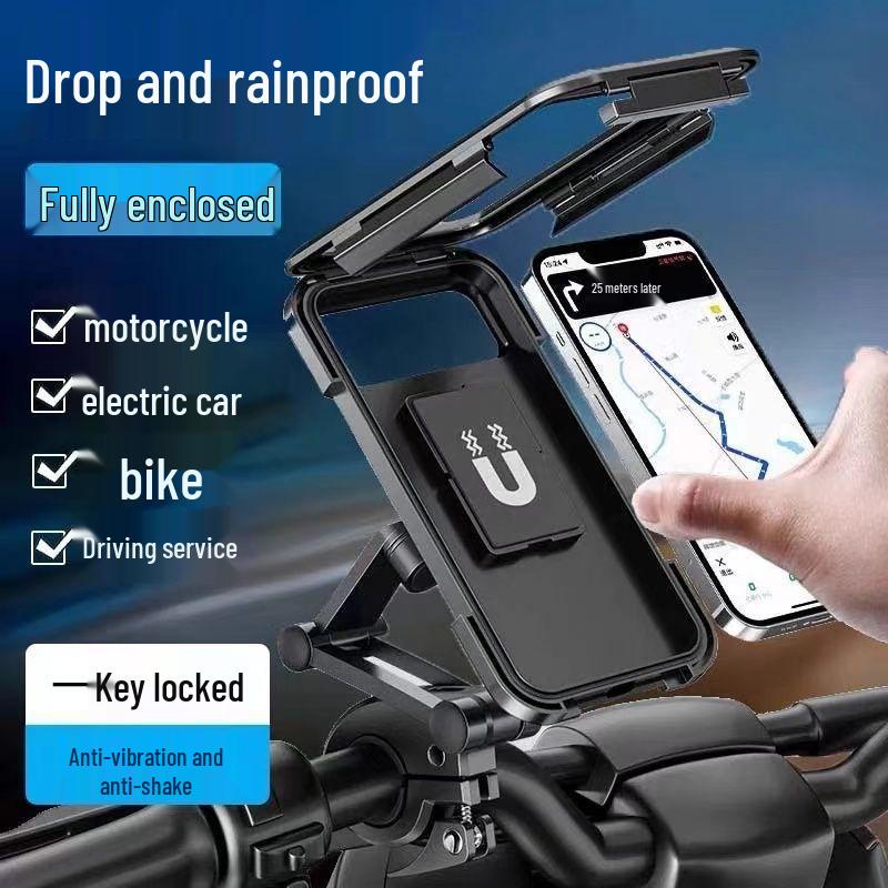 Shockproof Waterproof Phone Holder for Electric Motorcycles, Bicycles, and Cars - Ideal for Food Delivery and Cycling, Rainproof Design.