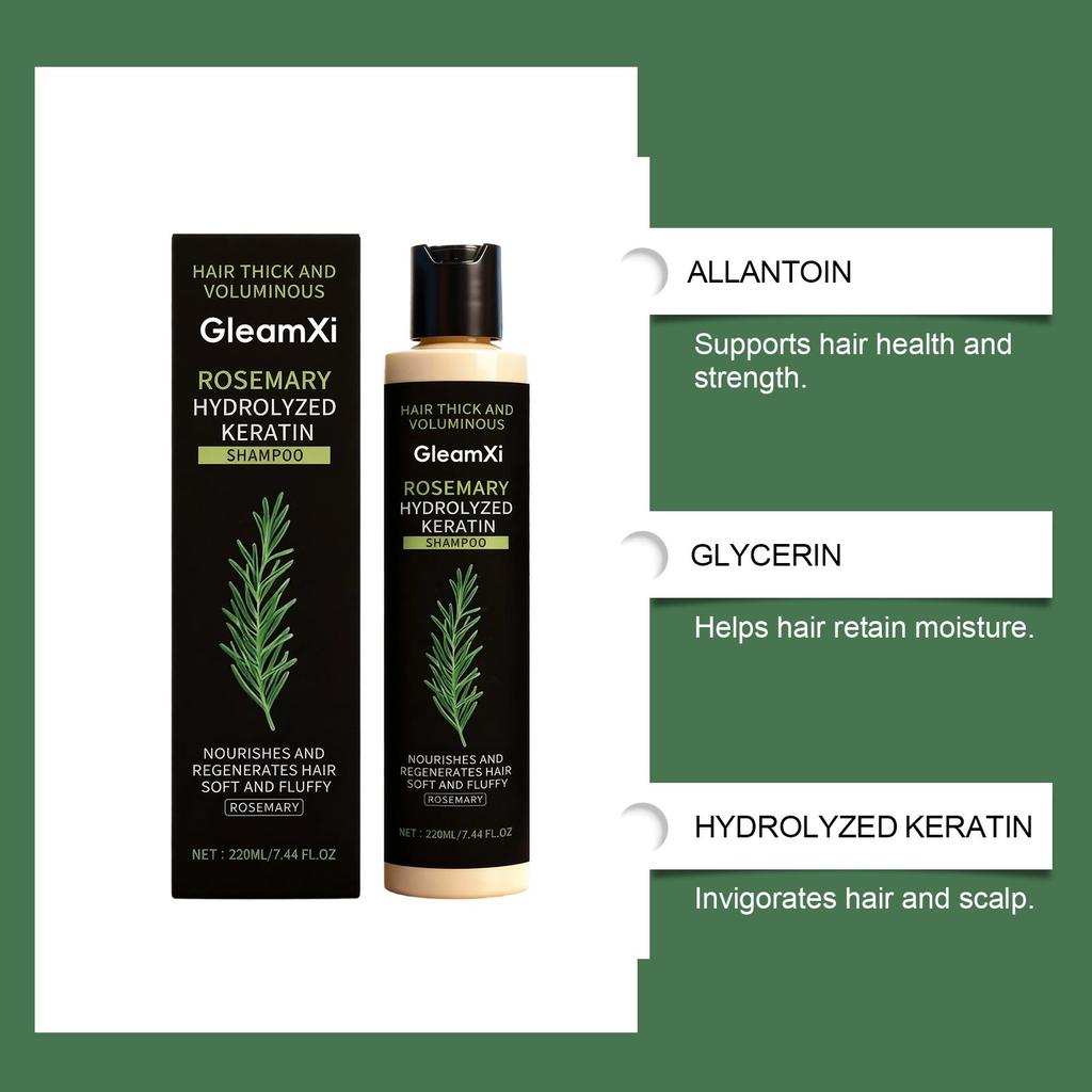 Rosemary Keratin Hair Wash & Care Kit - Moisturizing & Smoothing, Gentle Natural Voluminous Hair for Daily Care