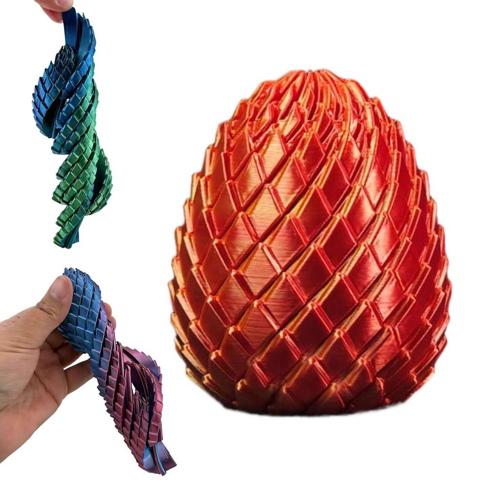 3D Printed Dragon Egg Stress Toy Articulated Stretching Sensory Fidget Toy Deformable Dragon Egg Gift for Kids Adult Fidgets