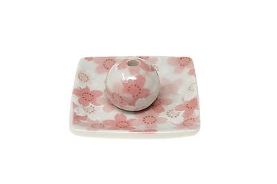 Cherry Blossom In Full Bloom Small Square Plate Incense Holder Ceramic Incense Stand ACS WEB SHOP Made In Japan Mino Ware