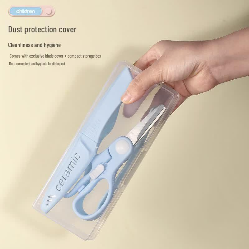 Portable Stainless Steel Baby Food Scissors & Tongs Set
