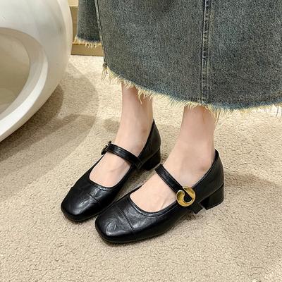 Flache Einzel Schuhe Damen mittlerer Absatz 2025 Herbst sanftes Temperament Mary Jane