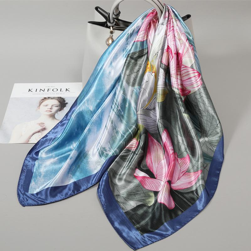 90 Square Scarves, Silk Scarves, Women's New Spring and Summer High-end Sense Versatile, Thin Scarves, Shawls Outside
