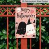 2D Flat Cute Pink Happy Halloween Ghost Metal Sign - 8.0x12.0inch Aluminum Wall Art, Soft Pastel Halloween Decor for Home, Porch - Easy Install with