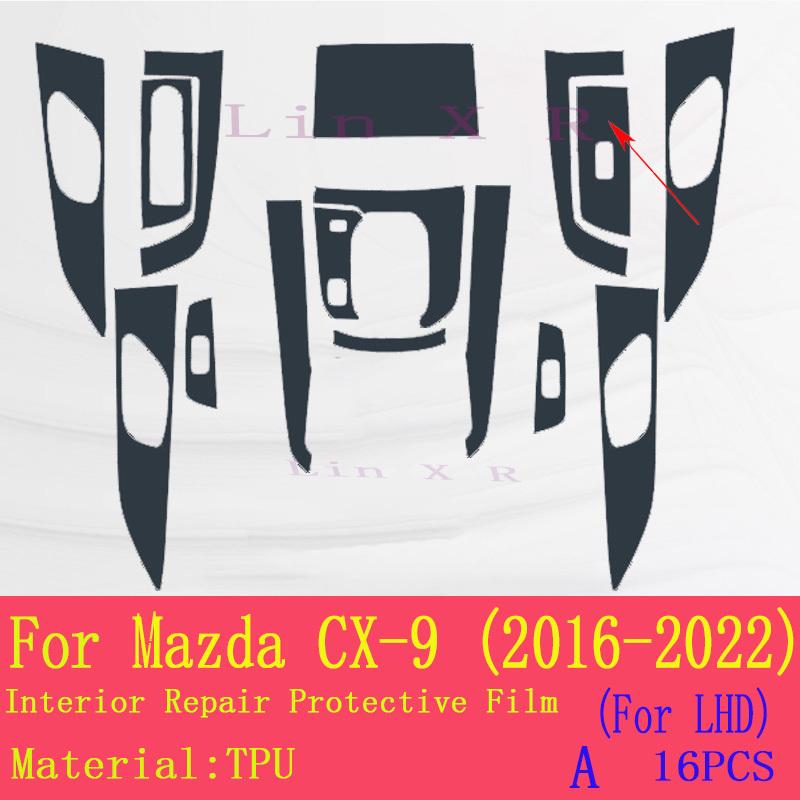TPU Car Interior Protective Film Anti-Scratch Repair Sticker For Mazda CX9 2016- Navigation Center Console Gear Panel Scree
