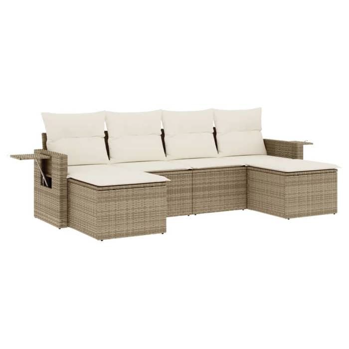 VidaXL Salon de Jardin avec Coussins 6 pcs, Canapés de Terrasse, Ensemble de Meubles de Patio, Mobilier d'Extérieur, Beige 3220517