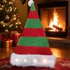 Christmas Hat with Lights Light Up Tree Hat, Striped Plush LED Party Eye Catching Stage Performance Fur Trim, Holiday Cosplay Costume Accessory