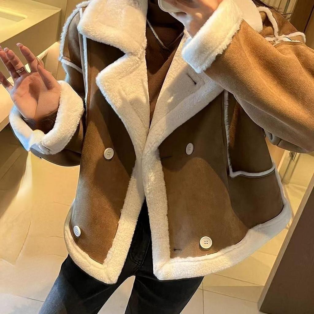 LJX Korean Jacket Winter Sweater Cute Winter Sweater Sweater Fleece Lace Coat Girls' Relaxed Coat Charming Knitted Women's Top Luxury Plush Coat