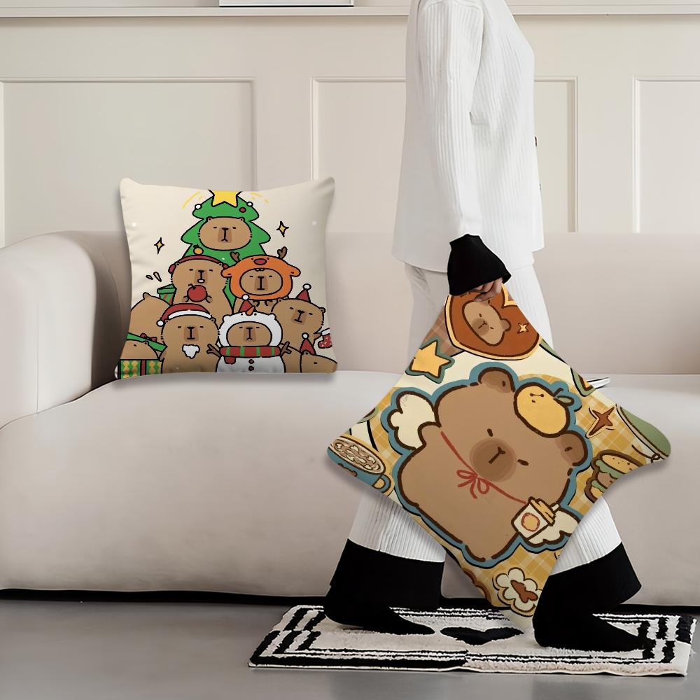Cartoon Capybara Cute cushion cover Pillow Cover Home Sofa living Decoration Room Office Car Nordic Simplicity