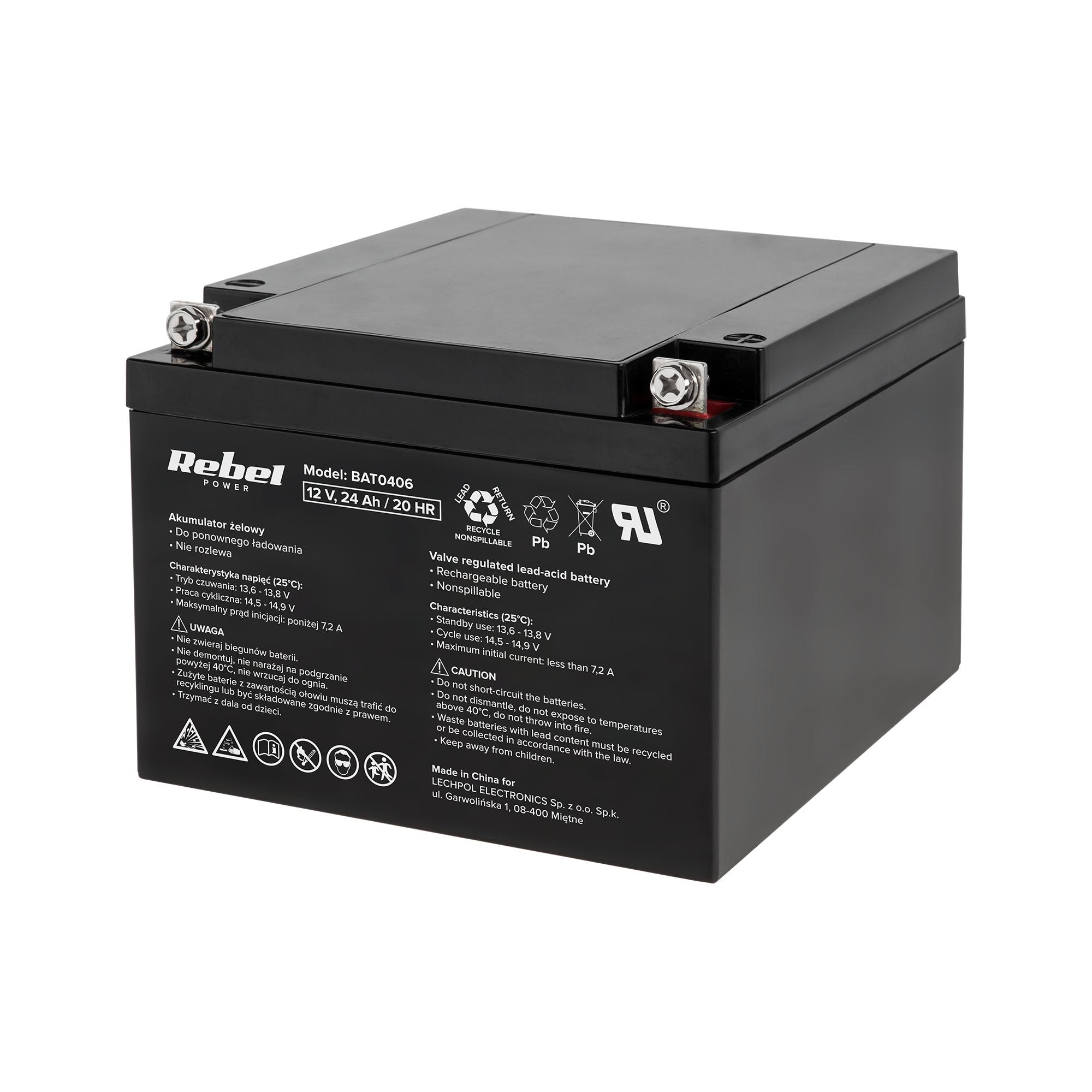 12V 24Ah gel battery Rebel UPS power supply PIEC
